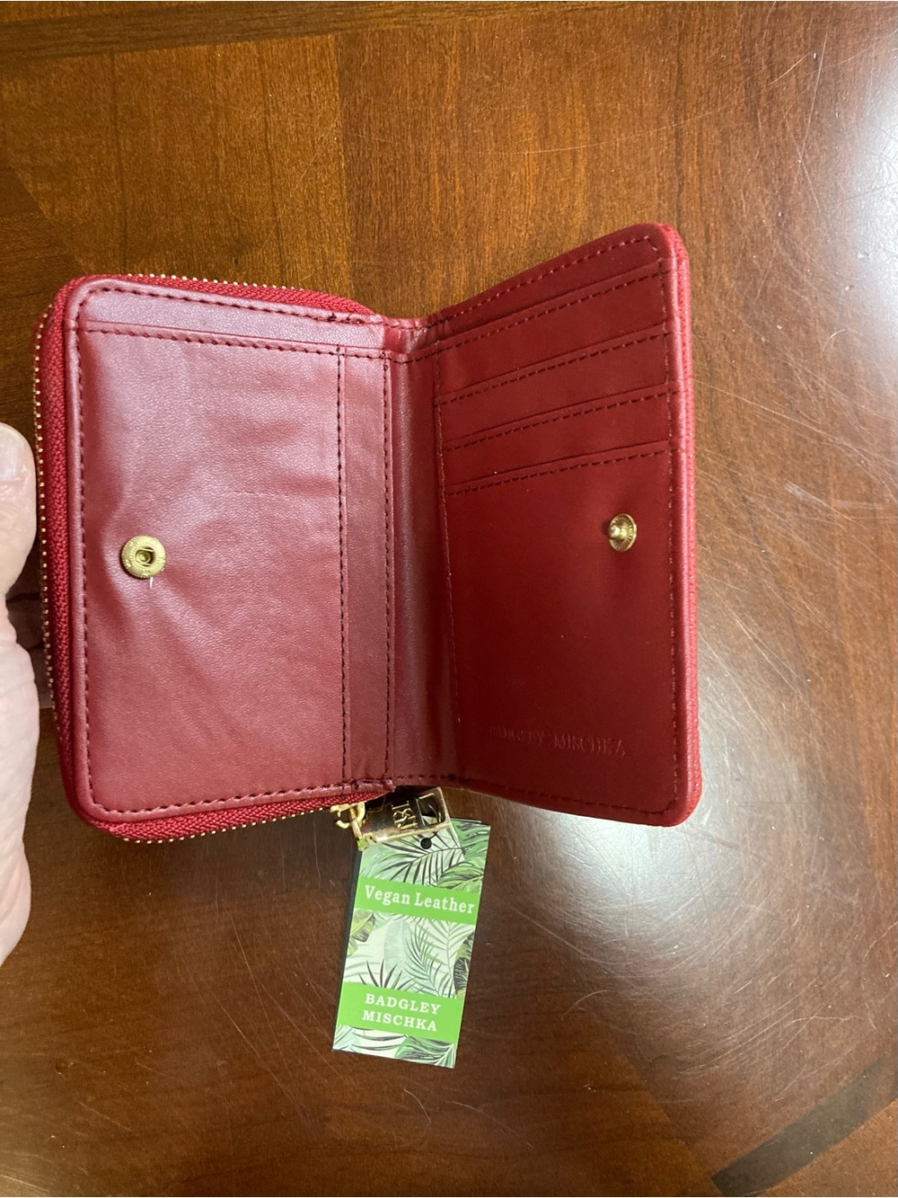Badgley Mischka Wine Red Vegan Leather Wallet NWT - Picture 7 of 9